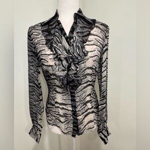 Spiegel Black and White Animal Print Blouse